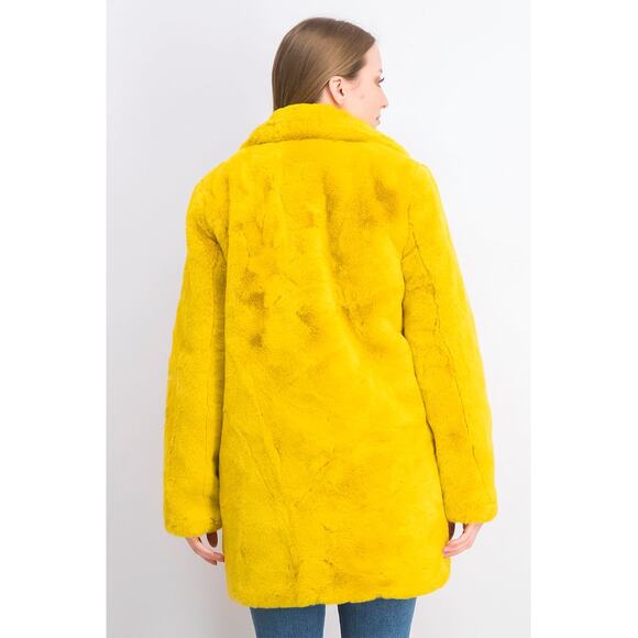 APPARIS Stella Faux Fur Oversized Coat in Neon Yellow, size XS, NWT - Picture 4 of 14